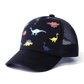 Baby Baseball Cap with Mesh Toddler Baseball Hat Infant Baseball Cap Baby Sun Summer Hat for Kids Black Dino 2-5T
