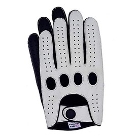 Riparo Women Genuine Leather Reverse Stitched Full-Finger Driving Motorcycle Gloves (6, White/Black)