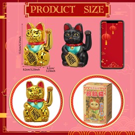 Wovnet 2 Pcs 5 Inch Lucky Cat Waving Arm Chinese Maneki Neko Lucky Good Fortune Cat Fengshui Welcoming Decoration for Home Decor Battery Operated (Battery Not Included)