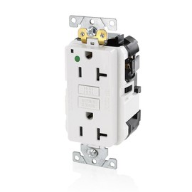 Leviton MGFN2-HGW Lev-Lok Modular Wiring Device 20A-125V Extra-Heavy Duty Hospital Grade Non-Tamper-Resistant Duplex Self-Test GFCI Receptacle, White