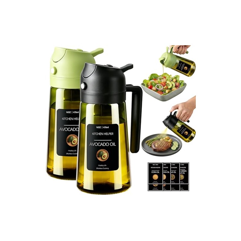 Poshetion 2 in 1 Olive Oil Sprayer - Light-Proof Glass
