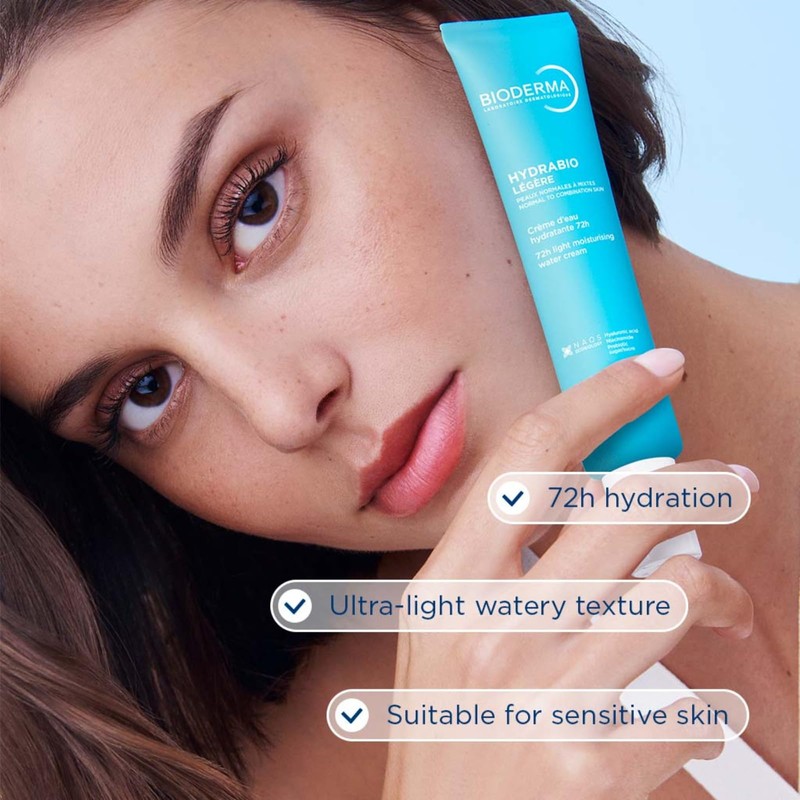 Bioderma Hydrabio Face Cream, Gel Cream Moisturizer, Provides Radiance, Lightweight