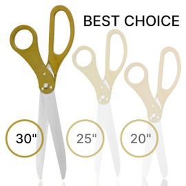 Extra Large Grand Opening Ceremony Kit – 30 Inch Gold Ceremonial Scissors for Ribbon Cutting and Red Satin Ribbon 7.65 YD for Special Event Giant Scissors Gold for Inauguration and Ceremony