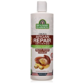 Spanish Garden Argan Repair Shampoo | Biotin Revive Therapy with Organic Oils, Natural Vitamins, and Herbal Extracts | For Frizzy & Coarse Hair, 16 oz