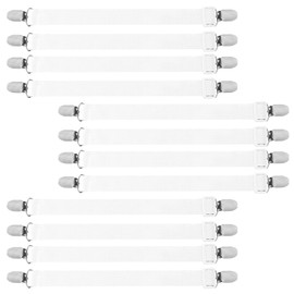 saerryor 12 Pcs Bed Sheet Clips Adjustable Bed Sheet Straps Fasteners White Fitted Bed Sheet Grippers Suspenders Bed Bands Sheet Holders Straps for Mattress Covers Bedding Sofa Cushion