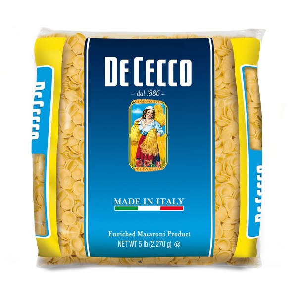 De Cecco Semolina Pasta, Orecchiette No.91, 5 Pound (Pack of 4)