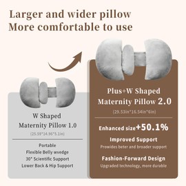 Portable Pregnancy Pillow for Sleeping, Plus W Shaped Soft Maternity Pillow for Pregnant Women,Pregnancy Wedge Support for Back, Belly, Adjustable Body Pillow for Side Sleeper, Grey