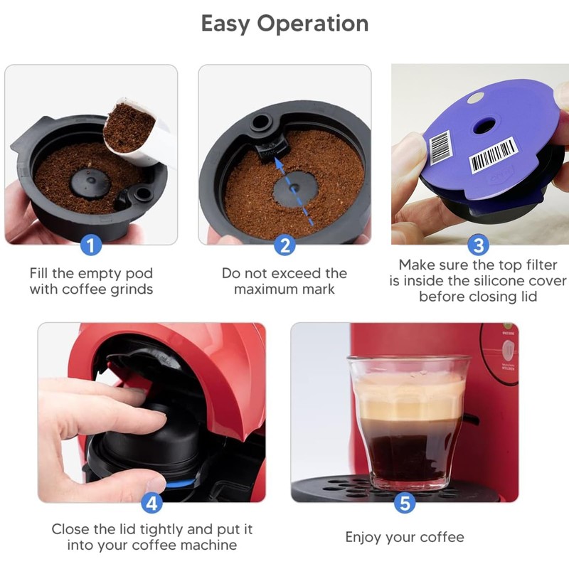 Rueable Coffee Pod 220ML with Silicone Lid Refillable Coffee Pods