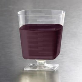 zappy 180 5oz Clear Plastic Wine Glass Square Dessert Cups Short Stem Wine Glasses Shot Glasses Single Serve Dessert Glasses Disposable Dessert Shooter Cups Plastic Cups Wedding Wine Glasses