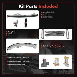 A-Premium 10-PC Engine Timing Chain Kit w/Tensioner & Guide/Damper Compatible with Ford, Mazda, Lincoln & Mercury Cars - Fusion 2010, Edge 2007-2010, Taurus 2008-2011, Flex, 6, CX-9 & More