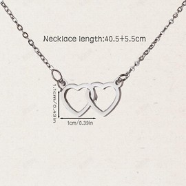 Kikuo Interlock Heart Adjustable, Sterling Silver Pendant Necklace for Women, Infinity Eternity Love Choker, Choker Necklaces Cute Heart Adjustable Chain Jewelry Gifts