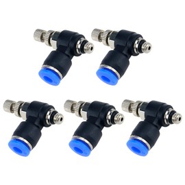 S SYDIEN Quick Connect Air Hose Fittings 5Pcs 4mm to M5 Male Thread Air Flow Control Valve with Push to Connect Fitting, Pneumatic Speed Control Valve
