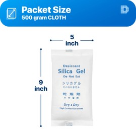 Dry & Dry Dry & Dry 500 Gram [20 Packets] Silica Gel Packets Desiccants, Silica Packets - Rechargeable Silica Gel Packs, Desiccants Packets, Silica Gel