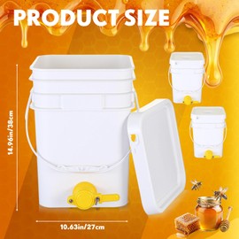 Baderke 3 Pack 5 Gallon Honey Bucket Plastic with Spout Bottling Valve and Stainless Steel Double Layer Strainer, Honey Extractor Equipment Beekeeping Harvesting Tool Beekeeping Supplies
