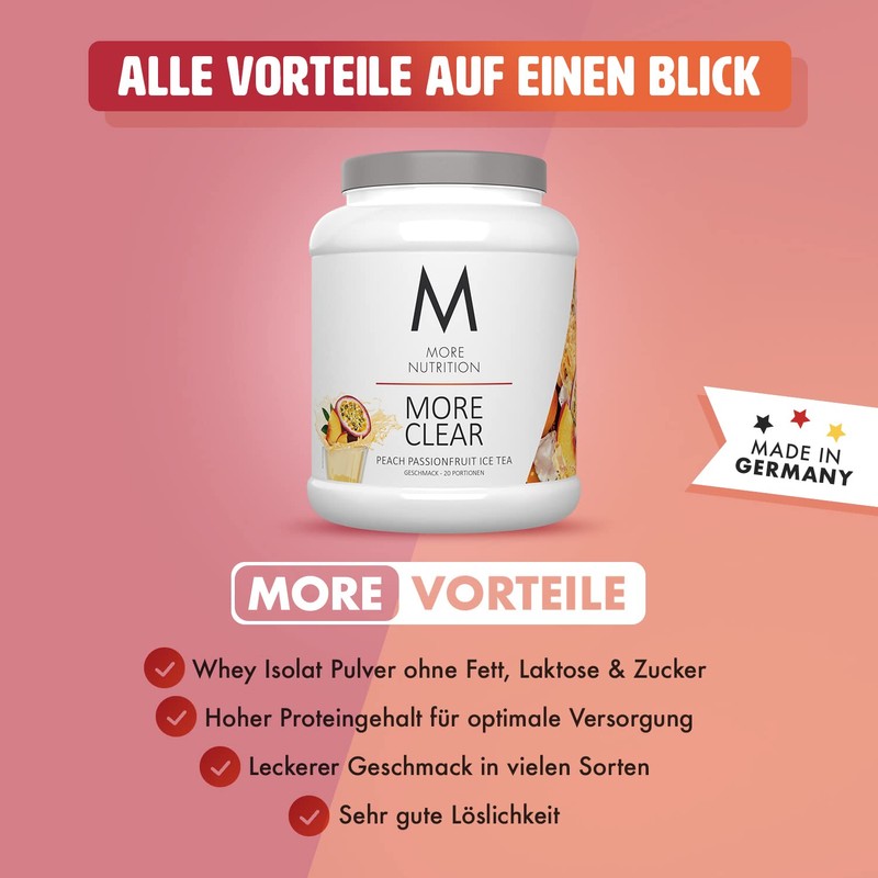 MORE NUTRITION More Clear, Peach Passionfruit Ice Tea, 600 g,