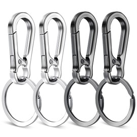 Teaaha Pack of 4 Carabiner Key Chains Small Carabiner Clip Mini Key Carabiner Chain Carabiner Hook for Charm, Car Key Ring, Men and Women Keyring (Black, Silver)