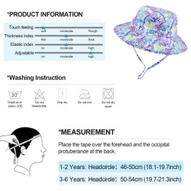 AYPOW Unisex Bucket Hat Kids Sun Hat, UPF50 Sun Protection Foldable Summer Beach Sun Cap with Adjustable Chin Strap,Aged 1-6 Baby Boys Girls Children