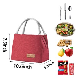 WUBAY Lunch Bags,Insulated Lunch Bag Lunch Bag Adults Cool Bag Lunch Box Lunch Bags for Women Men Reusable Insulated Leakproof Lunch Box Tote Bag for Work School Picnic Travel (#004 Red)