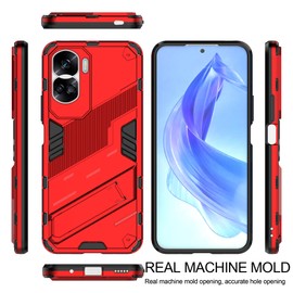 ESTH® Case for Honor 90 Lite 5G with Expanding Stand and Shockproof TPU Bumper, [Military Grade Anti-Fall Protection], Cover Compatible with Magnetic Car Mount, Red