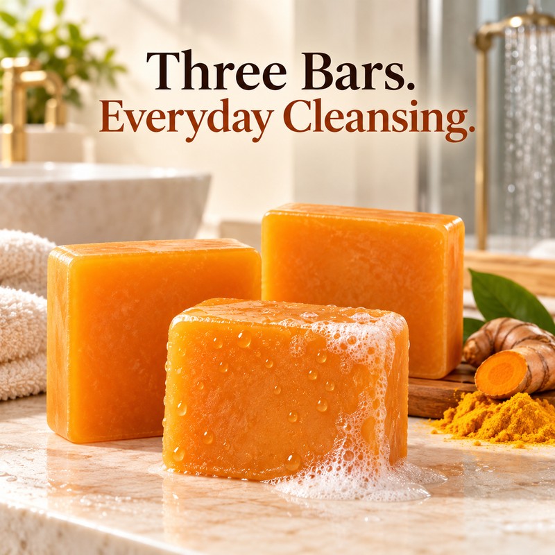 3-Pack Turmeric Soap Bars for Face & Body Cleansing –