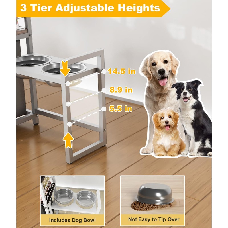 Sungaryard 30.6Long x 26.2 High Elevated Dog Bowl Stand with