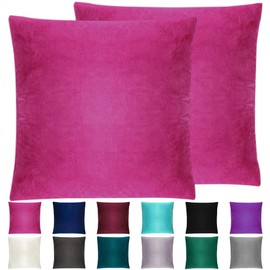 NEXCOVER Velvet Pillow Covers - Pack of 2 Pillowcases, 22 x 22 Inch Throw Pillow Cover, Decorative Square Pillowcase, Soft Cushion Case, Fade Resistant Pillow Case for Bedroom, Sofa,Couch, Pink Purple
