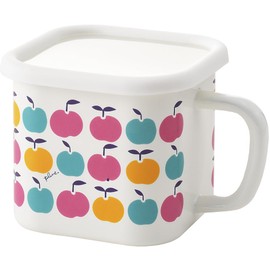 YJ-816 Plune Enameled Multi-Square Pot, Apples Size: Approx. W 7.0 x D 5.5 x H 4.6 inches (17.8 x 14 x 11.8 cm)