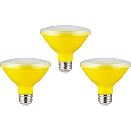 Diodesy- LED PAR30 Yellow Flood Light Bulb 8W (75W Equivalent) E26 Medium Base Shatterproof Short Neck Colored Recessed Reflector Spotlight Wet Rated for Backyard Garage Porch Garden Pack of 3