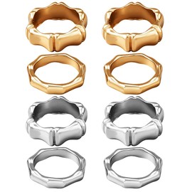 HOBBIESAY Trendy Ring Sets Promise Stackable Rings Gold Silver Finger Rings Eternity Band Ring Supplies for Women Birthday Party Decoration, Metal, No Gemstone