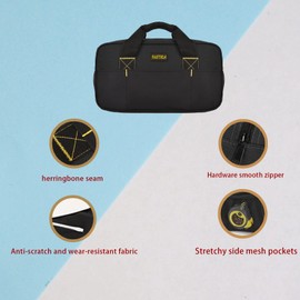 FASTECH 14 Inch Small Tool Bag,Wide Mouth Tool Tote Bag,Waterproof Tool Organizer Bag,Electricians Repairman Tools Tote Bag Double Fabric Storage Bag (Black+Blue)