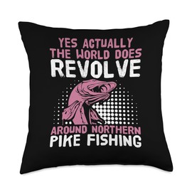 Pike Fishing Rod and Reel Combo Northern Pike Fisherman Throw Pillow