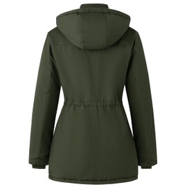 wantdo Women's Cotton Thicken Padded Parka Jacket Fur Hood Coat(Army Green, L)