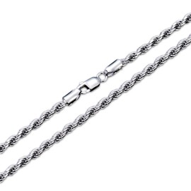 925 Sterling Silver Rope Chain 1.5MM, 2MM, 3MM, 3.5MM Diamond Cut Braided Rope Twist Link Silver Chain Necklace Clasp for Men Women 18, 20, 22, 24, 26 Inch (50cm (20 inches), 3mm Wide)