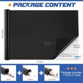 36 Inchx26 ft One Way Window Film Privacy Daytime Reflective Mirror Window Tint Sun Blocking Thermal Insulated Film Heat Control Static Cling Tint Anti UV Home Office (Black Silver)