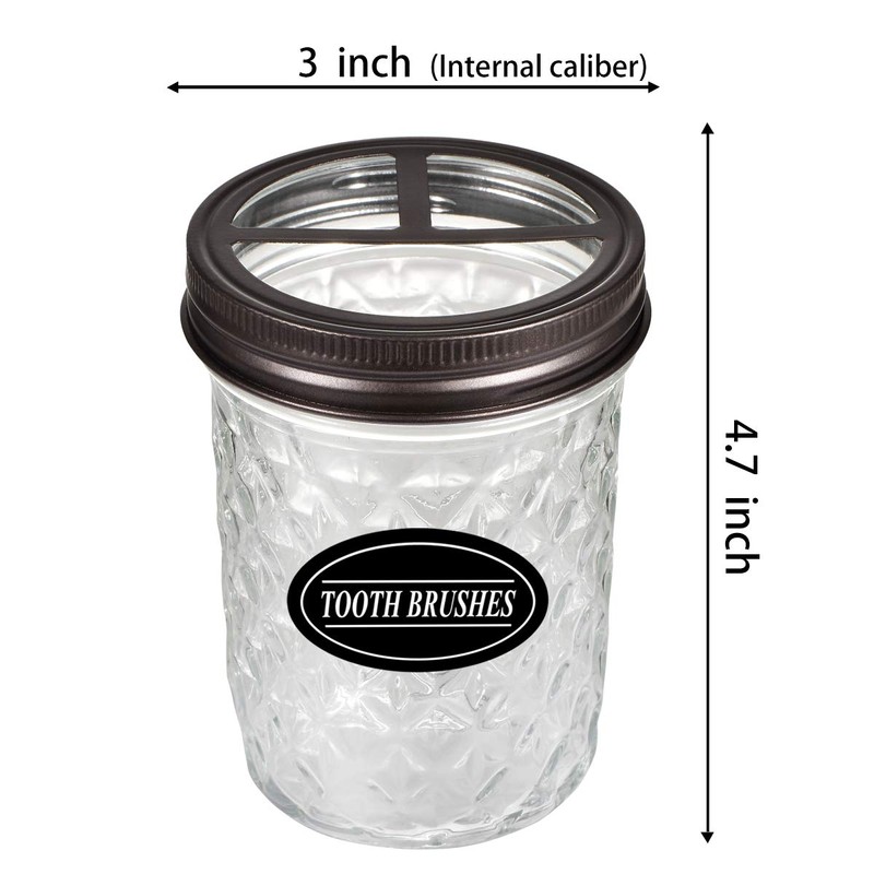 Amolliar Mason Jar Toothbrush Holder- Rustproof Stainless Steel - Holds