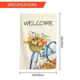 Fall Autumn Bicycle Pumpkin Harvest Outdoor Wildflowers Garden Flag 12x18 Inch Welcome Party Decoration Yard Flag For Holiday Season Outdoor