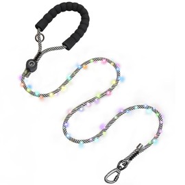 PetBonus 5 FT LED Dog Leash, Rechargeable Light Up Rope Dog Lead, 3 Lighting Modes, Thick Soft Padded Handle, Safer Night Walking for Small Medium Dogs (Black)