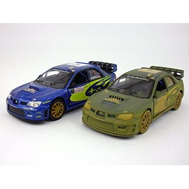 KiNSMART 2007 Subaru Impreza WRC Racing Edition 5 Inch 1:36 Scale Die Cast Metal Model Toy Race Car SetOf2 Clean & Dirty After Race