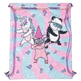 Fringoo Reversible Sequin Kids Drawstring Bags PE Kit Bag for Girls Swimming Bag for Boys Large Gym Bag Travel School Backpack Water Resistant 43 x 34 cm (Floss Like a Boss, 43 x 34 cm)