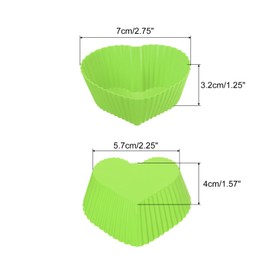 QUARKZMAN 18Stk Silikon Cupcake Förmchen 2.75" Wiederverwendbare Backförmchen Antihaft Muffinform für Geburtstag Hochzeit Party Grünes Herz