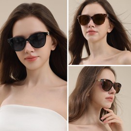 TJUTR Trendy Polarized Sunglasses for Women, Retro Fashion Cat-eye Designer Shades with UV Protection TS1205