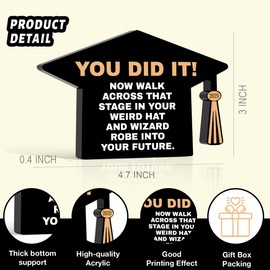 Funny Graduation Gifts for Her Him Class of 2025 Graduation Gifts Best Grad Gifts for Women Men Grad Decorations Cap Shaped Acrylic with Tassels 2.7 x 3 inches