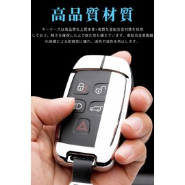 LETINGFAR Key Case for Land Rover, Smart Key Case, Key Cover, Zinc Alloy, Leather, 5 Buttons, Designed for Land Rover, Range Rover Sports, etc, red