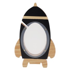 Wooden Spaceship Hollow Piggy Bank Cute Creativity Spaceship Coin Bank for Boys Girls Home Decoration Black