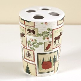 The Lakeside Collection Rustic Mountain Lodge Moose and Bear Theme Bathroom Décor, Toothbrush Holder