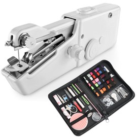 Quikaboo Handy Sewing Machine, Electric Mini Sewing Machine, Professional Hand Sewing Machine, Mini Sewing Set, One-Hand Operation, Handheld, Sewing with One Hand, Compact, Small (Type A)