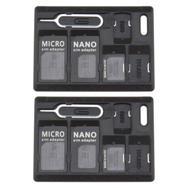 2 x SIM Card Adapter Storage Boxes, Micro Nano to Micro Standard Microphone Converter with Opening Pins
