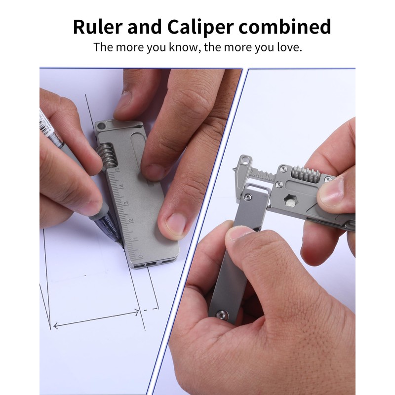 Titanium EDC Tool with Small Adjustable Spanner Wrench, Pocket Screwdriver,