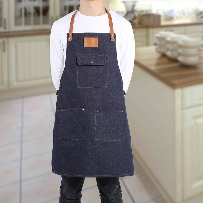 Zerodis Denim Apron, Kitchen Apron with 3 Pockets and Adjustable