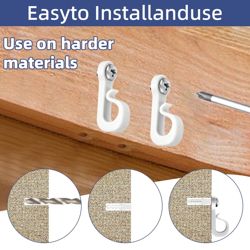 Mostantu 30 Packs White Q Hanger Hooks for Outdoor String
